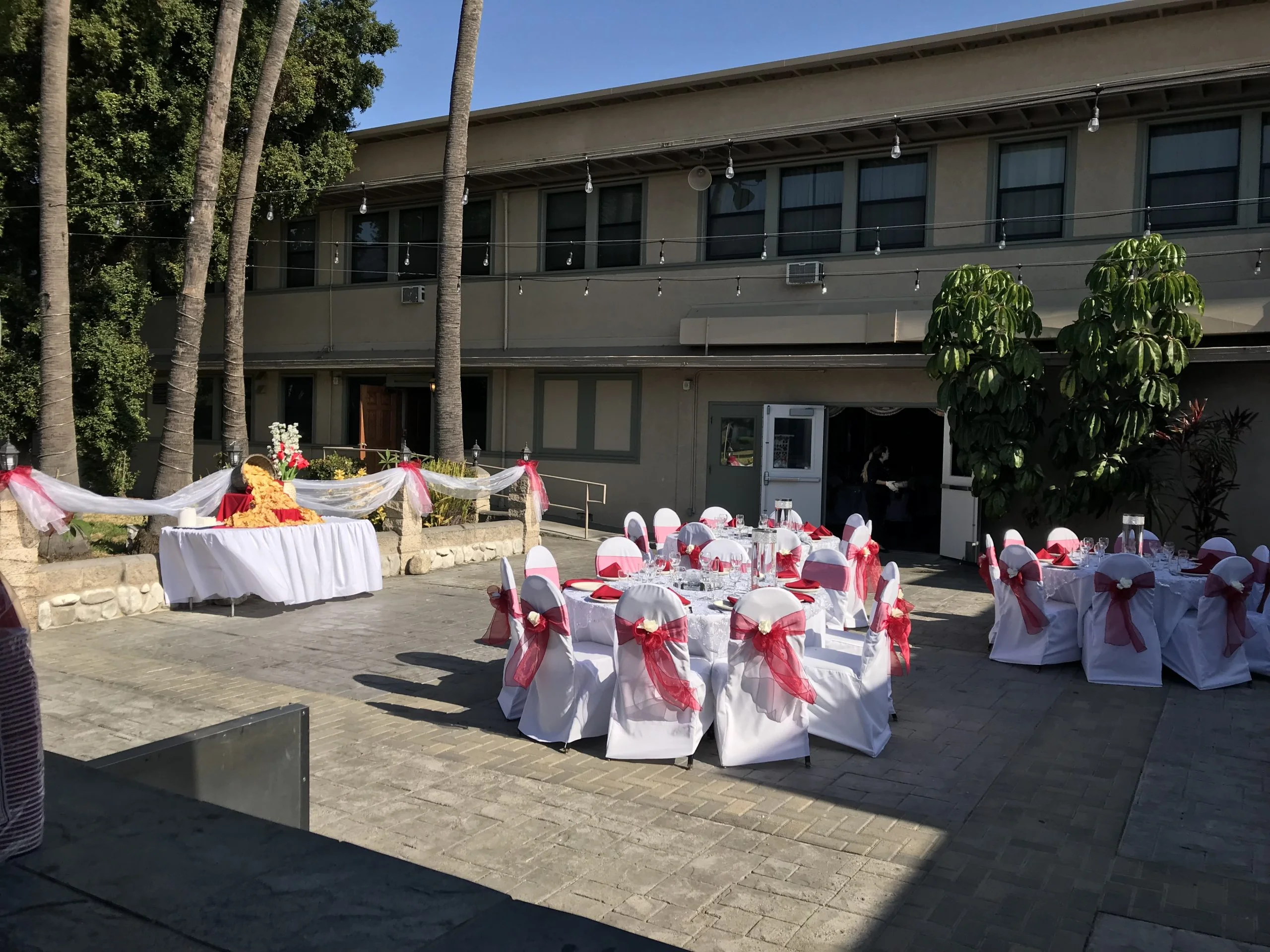 Additional outdoor event space set for a celebration at Fiddlers Green