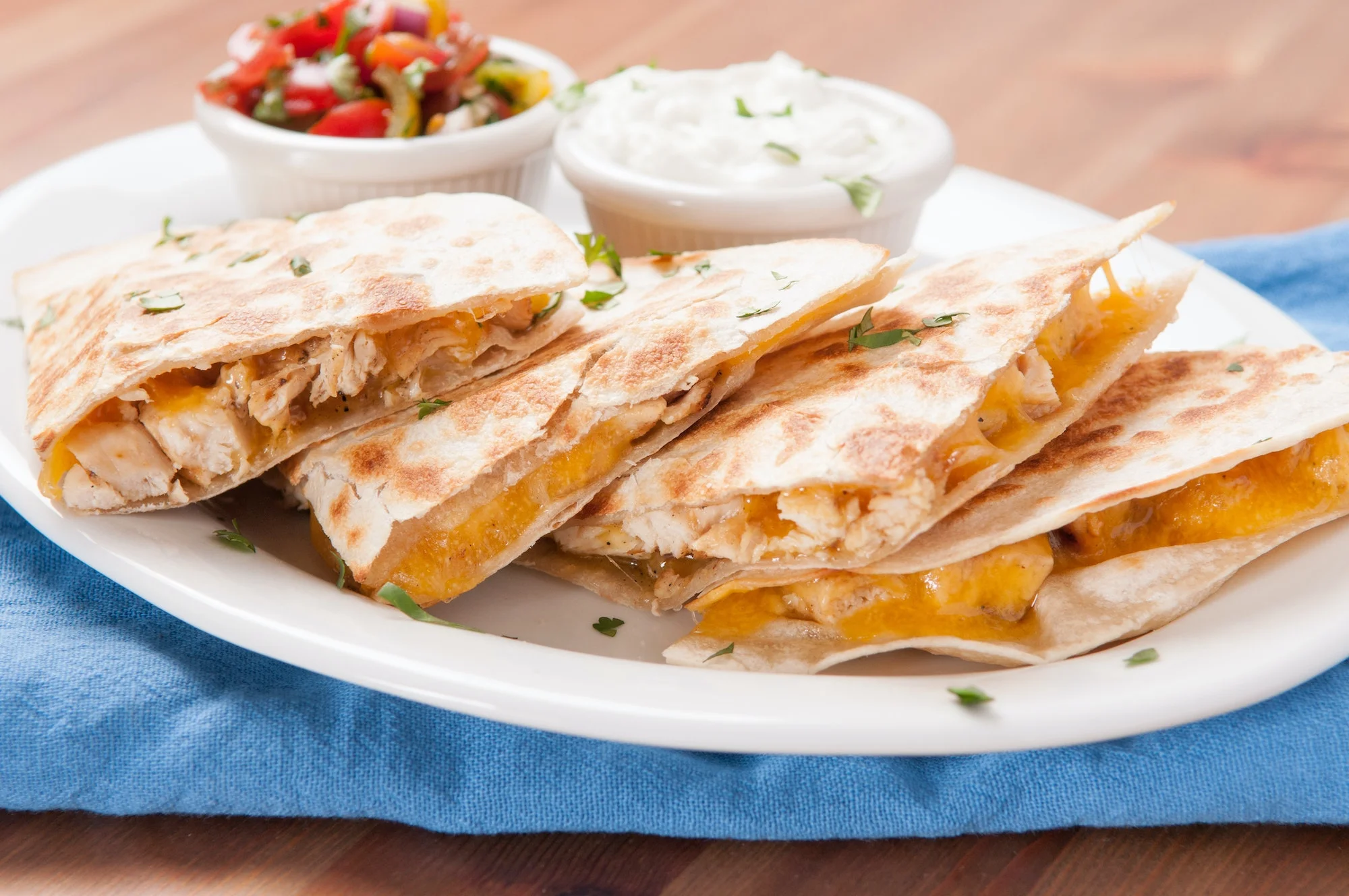 Quesadilla served with salsa