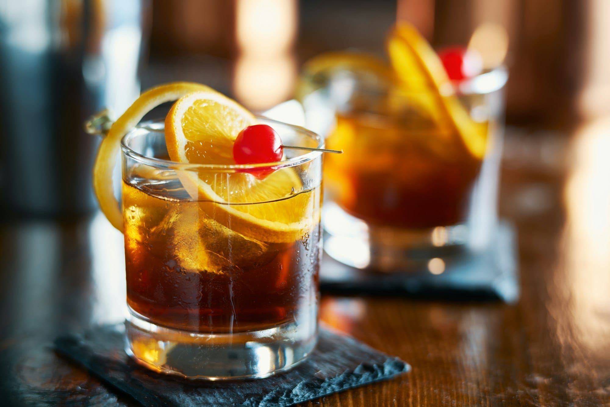 Cocktail with citrus garnish